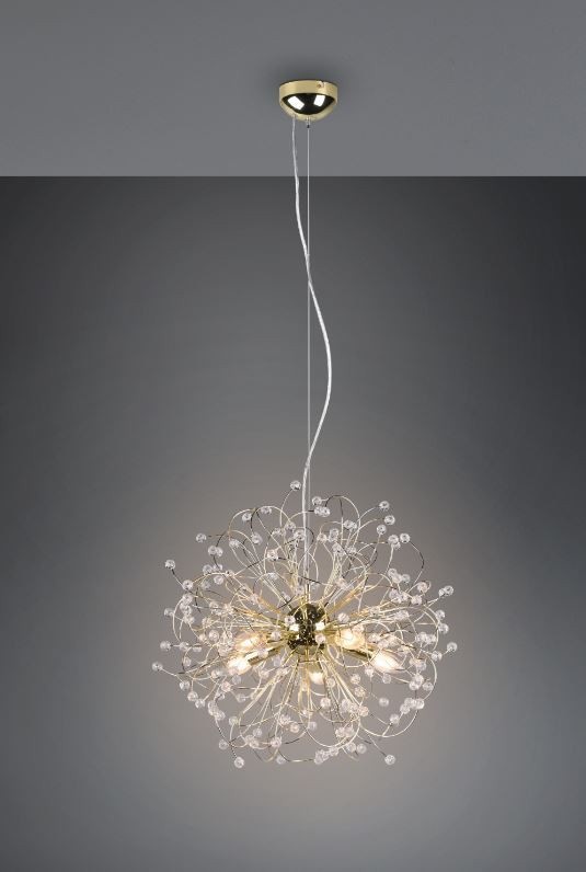 Lampadario sospensione in ottone a cinque luci